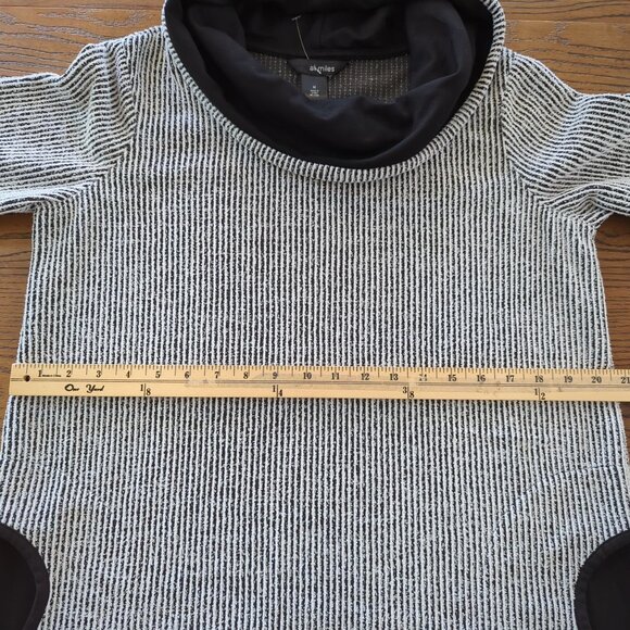 Ali Miles Striped Black White Cowl‎ Neck Tunic with pockets and 3/4 Sleeves Sz M - Picture 9 of 14